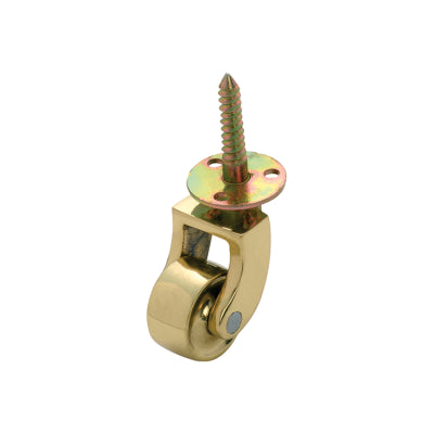 Tradco Castor Screw Plate Brass Wheel Polished Brass D25mm