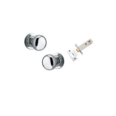 Iver Door Knob Cambridge Rose Round Polished Chrome Passage Kit