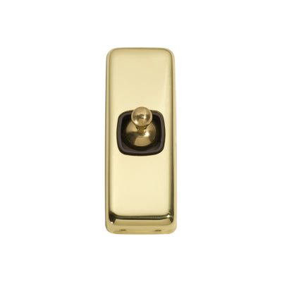 Tradco Switch Flat Plate Toggle 1 Gang Brown Polished Brass H82xW30mm