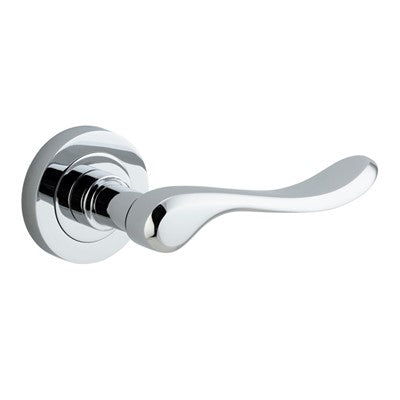 Iver Door Lever Stirling Rose Round Concealed Fix Pair Polished Chrome L116xP65mm BPD52mm