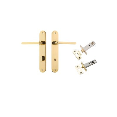 Iver Door Lever Baltimore Oval Polished Brass Privacy Kit