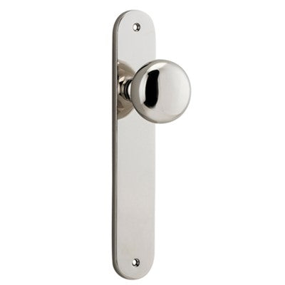 Iver Door Knob Cambridge Oval Latch Pair Polished Nickel D55xP60mm BPH240xW40mm