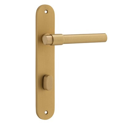 Iver Door Lever Helsinki Oval Privacy Pair Brushed Brass CTC85mm L137xP58mm BPH240xW40mm