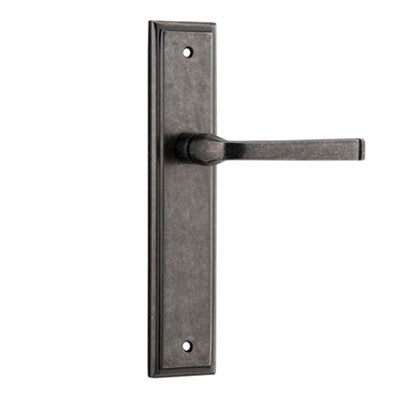 Iver Door Lever Annecy Stepped Latch Pair Distressed Nickel L117xP66mm BPH237xW50mm