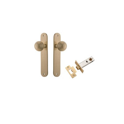 Iver Door Knob Guildford Oval Brushed Brass Passage Kit