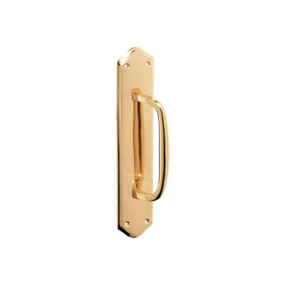 Tradco Pull Handle Offset Backplate Polished Brass H250xW50xP50mm