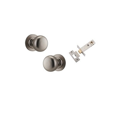 Iver Door Knob Cambridge Rose Round Satin Nickel Passage Kit