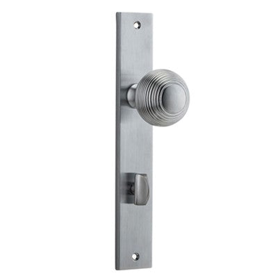 Iver Door Knob Guildford Rectangular Privacy Pair Brushed Chrome CTC85mm D52xP72mm BPH240xW38mm