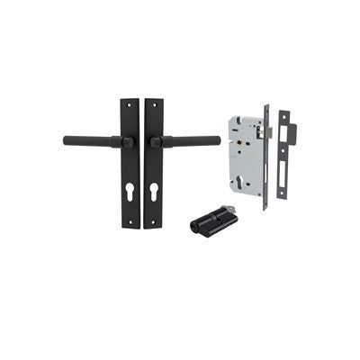 Iver Door Lever Helsinki Rectangular Matt Black Key / Key Entrance Kit