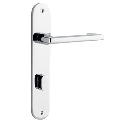 Iver Door Lever Baltimore Return Oval Privacy Pair Polished Chrome CTC85mm L128xP54mm BPH240xW40mm