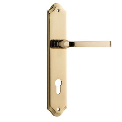 Iver Door Lever Annecy Shouldered Euro Pair Polished Brass CTC85mm L117xP65mm BPH250xW48mm