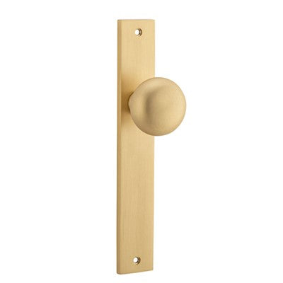 Iver Door Knob Cambridge Rectangular Latch Pair Brushed Brass D55xP60mm BPH240xW38mm