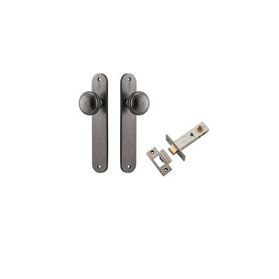 Iver Door Knob Paddington Oval Distressed Nickel Passage Kit