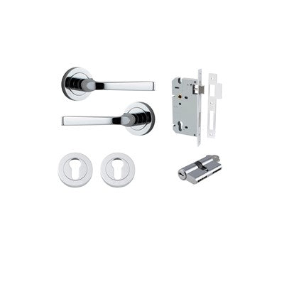 Iver Door Lever Annecy Rose Round Polished Chrome Key / Key Entrance Kit