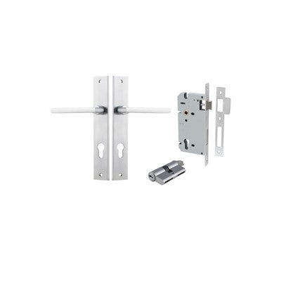 Iver Door Lever Baltimore Rectangular Brushed Chrome Key / Key Entrance Kit