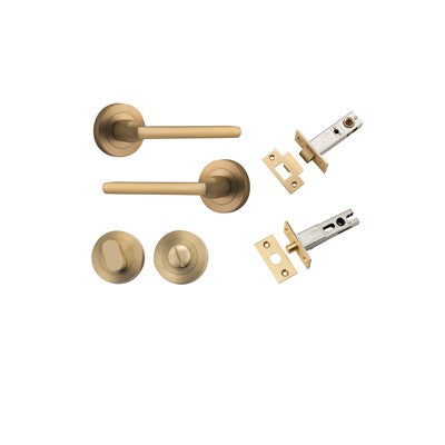 Iver Door Lever Baltimore Rose Round Brushed Brass Privacy Kit