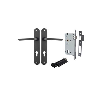 Iver Door Lever Baltimore Oval Matt Black Key / Thumb Entrance Kit