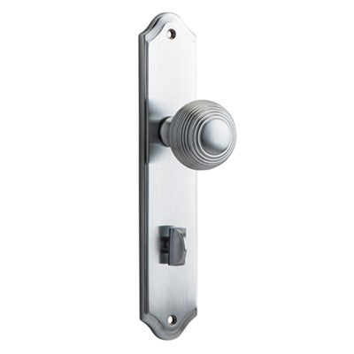 Iver Door Knob Guildford Shouldered Privacy Pair Brushed Chrome CTC85mm D52xP74mm BPH250xW48mm