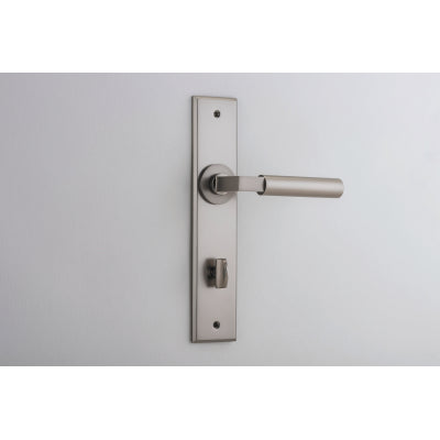 Iver Door Lever Berlin Chamfered Privacy Pair Satin Nickel CTC85mm L120xP59mm BPH240xW50mm