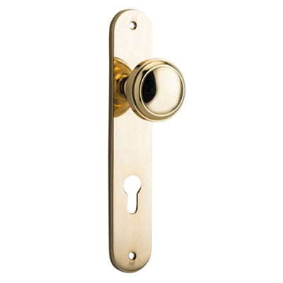 Iver Door Knob Paddington Oval Euro Pair Polished Brass CTC85mm D55xP61mm BPH240xW40mm