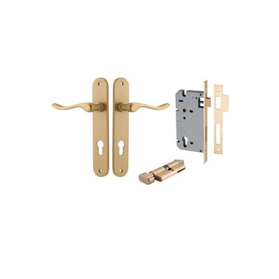 Iver Door Lever Stirling Oval Brushed Brass Key / Thumb Entrance Kit