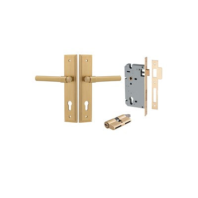 Iver Door Lever Helsinki Stepped Brushed Brass Key / Key Entrance Kit