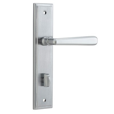 Iver Door Lever Copenhagen Stepped Privacy Pair Brushed Chrome CTC85mm L120xP60mm BPH237xW50mm