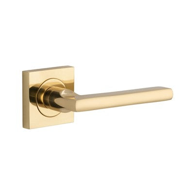 Iver Door Lever Baltimore Rose Square Concealed Fix Pair Polished Brass L118xP57mm BPH52xW52mm