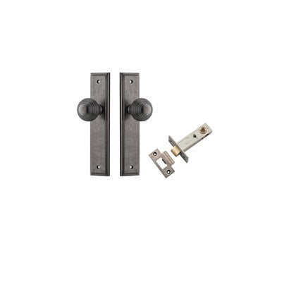 Iver Door Knob Guildford Stepped Distressed Nickel Passage Kit