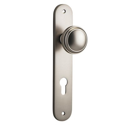 Iver Door Knob Paddington Oval Euro Pair Satin Nickel CTC85mm D55xP61mm BPH240xW40mm