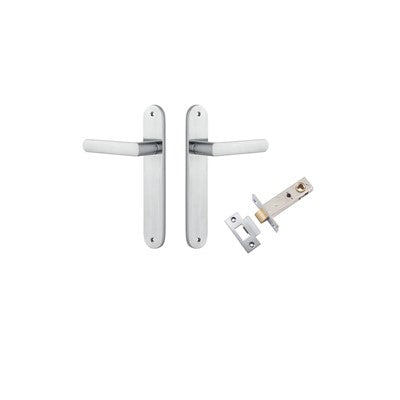 Iver Door Lever Osaka Oval Brushed Chrome Passage Kit