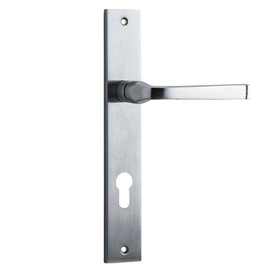 Iver Door Lever Annecy Rectangular Euro Pair Brushed Chrome CTC85mm L117xP63mm BPH240xW38mm