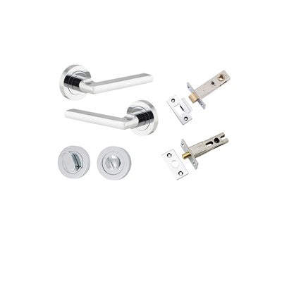 Iver Door Lever Baltimore Rose Round Polished Chrome Privacy Kit