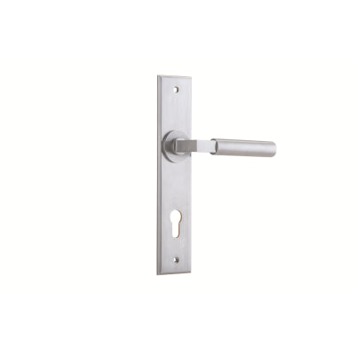 Iver Door Lever Berlin Chamfered Euro Pair Brushed Chrome CTC85mm L120xP59mm BPH240xW50mm