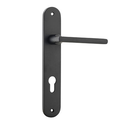 Iver Door Lever Baltimore Oval Euro Pair Matt Black CTC85mm L118xP54mm BPH240xW40mm