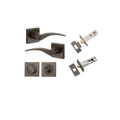 Iver Door Lever Oxford Rose Square Signature Brass Privacy Kit