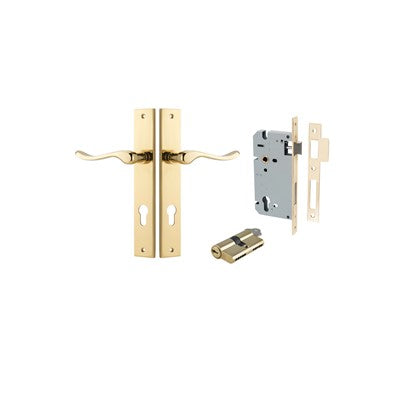 Iver Door Lever Stirling Rectangular Polished Brass Key / Key Entrance Kit