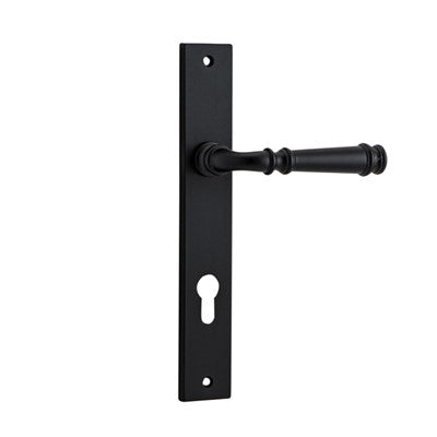 Iver Door Lever Verona Rectangular Euro Pair Matt Black CTC85mm L122xP56mm BPH240xW38mm