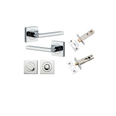 Iver Door Lever Baltimore Rose Square Polished Chrome Privacy Kit