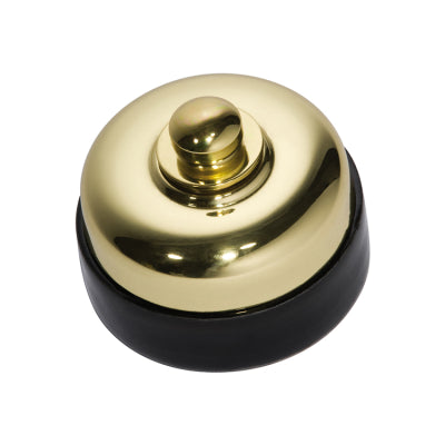 Tradco Fan Controller Black Porcelain Base Polished Brass D60xP48mm