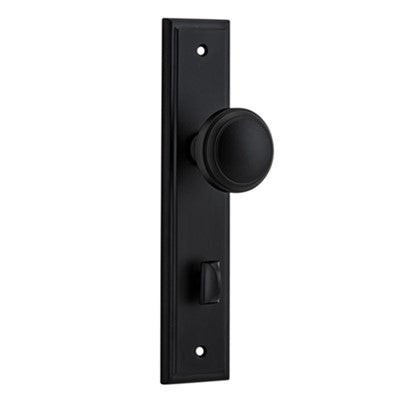 Iver Door Knob Paddington Stepped Privacy Pair Matt Black CTC85mm D55xP64mm BPH237xW50mm