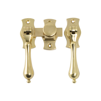 Tradco French Door Fastener Teardrop Polished Brass Backplate H54xW29mm P31mm