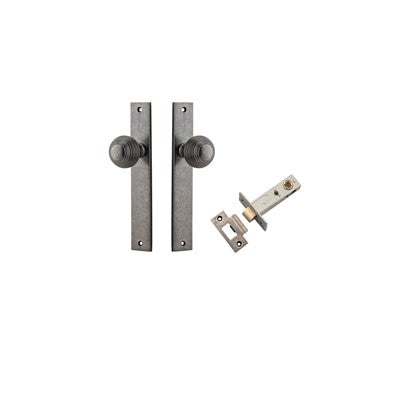 Iver Door Knob Guildford Rectangular Distressed Nickel Passage Kit