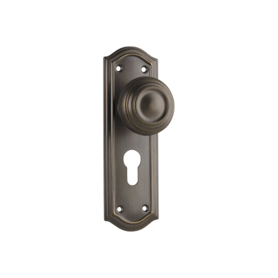 Tradco Door Knob Kensington Euro Pair Antique Brass H175xP57xW58mm