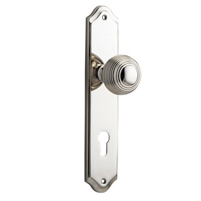 Iver Door Knob Guildford Shouldered Euro Pair Polished Nickel CTC85mm D52xP74mm BPH250xW48mm