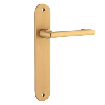 Iver Door Lever Baltimore Return Oval Latch Pair Brushed Brass L128xP54mm BPH240xW40mm