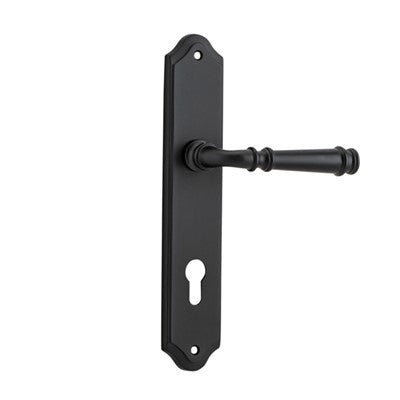 Iver Door Lever Verona Shouldered Euro Pair Matt Black CTC85mm L122xP58mm BPH250xW48mm