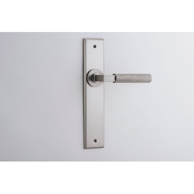 Iver Door Lever Brunswick Chamfered Latch Pair Satin Nickel L120xP59mm BPH240xW50mm