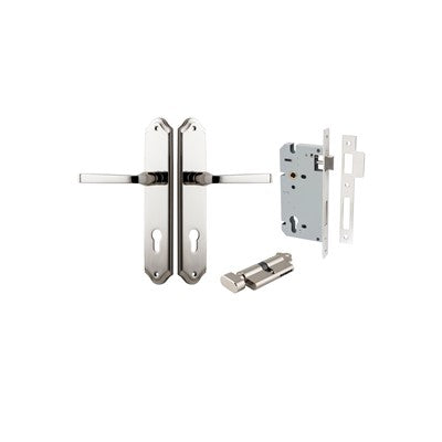 Iver Door Lever Annecy Shouldered Polished Nickel Key / Thumb Entrance Kit