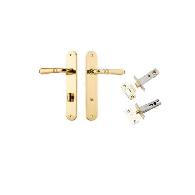 Iver Door Lever Sarlat Oval Polished Brass Privacy Kit